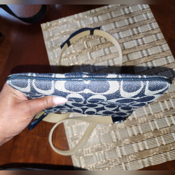 Coach Signature Denim Adjustable Crossbody Bag W/Coin Pouch (7.5" W x 8.5"H) - Picture 13 of 16
